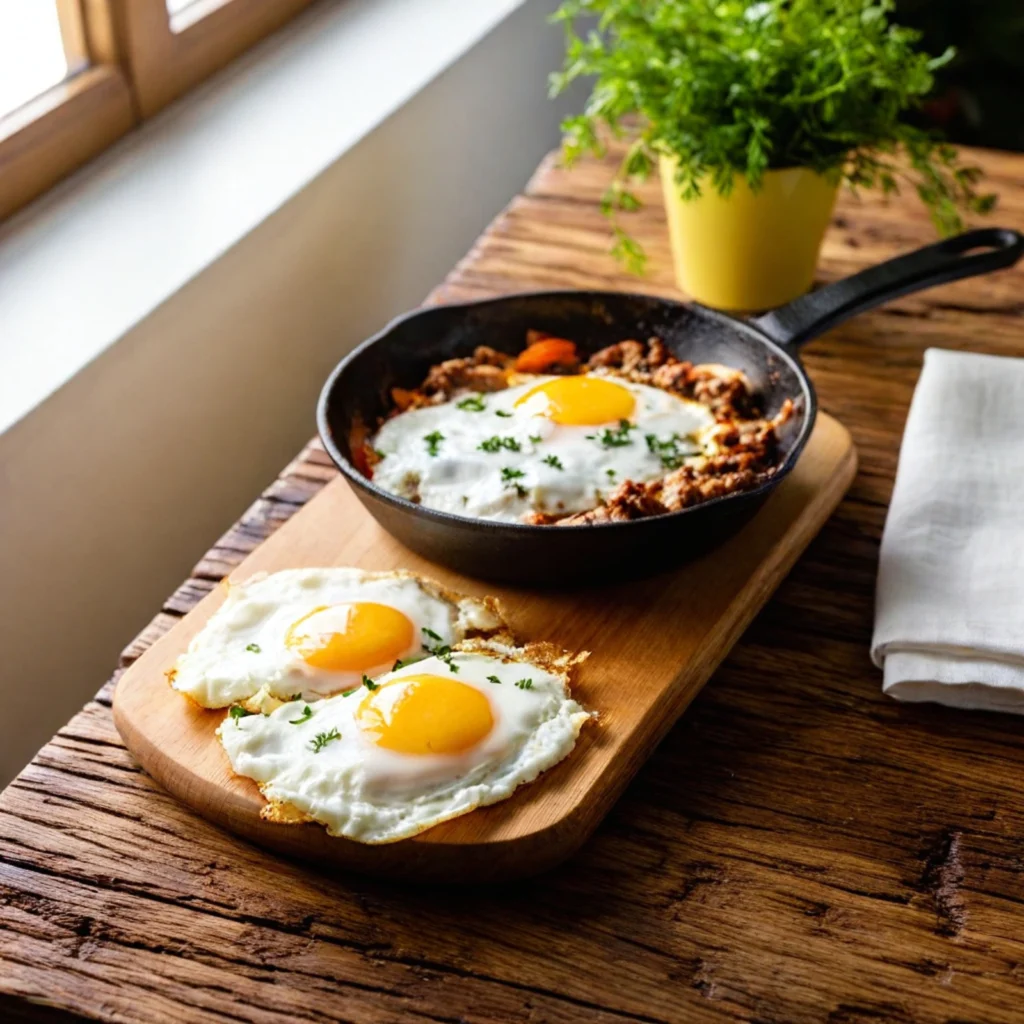 Scrambled Eggs with Ground Beef Breakfast