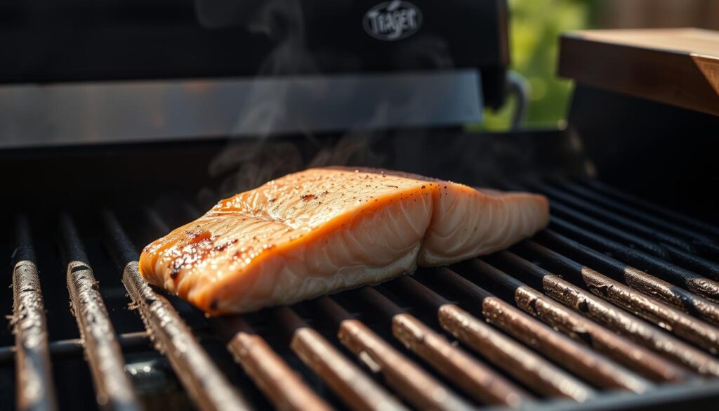 salmon on a Traeger grill salmon on a Traeger grill