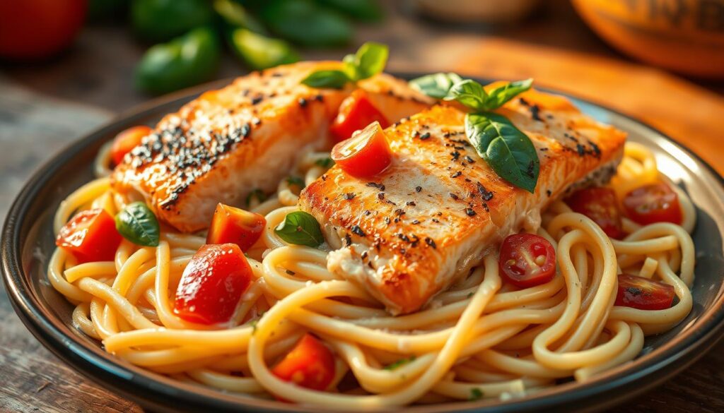 salmon pasta dish salmon pasta dish